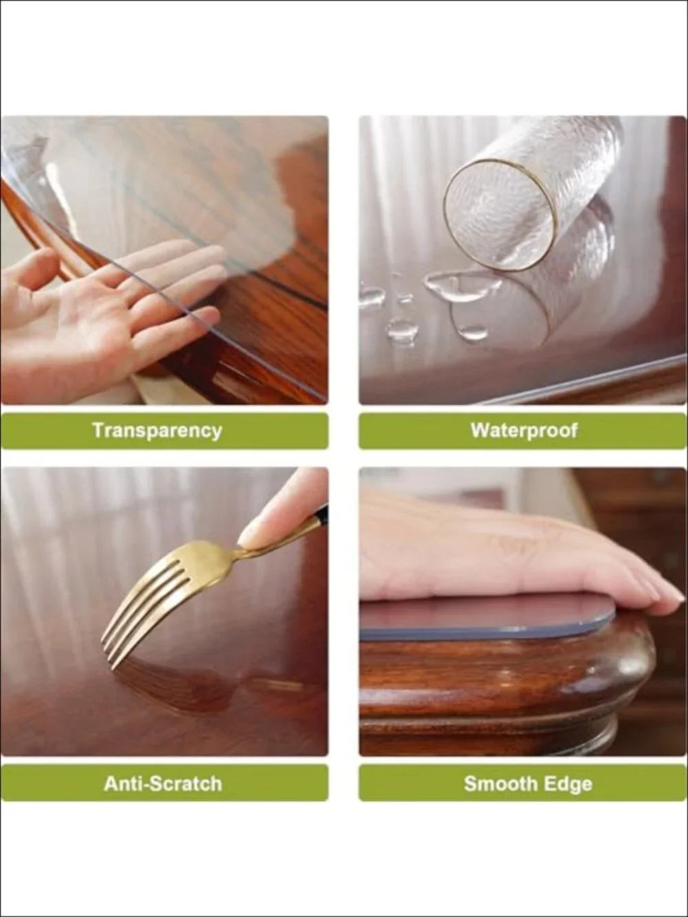 2mm Thick Clear Table Protector Plastic Table Cover 36 x 60 in Cut to Fit